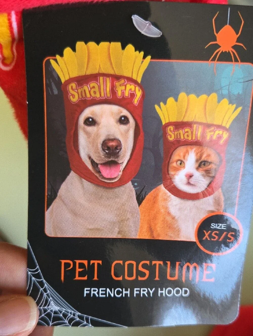 French Fry Hood Pet Costume - Red & Yellow XS/S